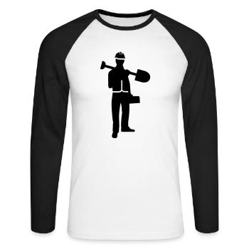 Ouvrier du bâtiment - T-shirt baseball manches longues Homme - blanc/noir - Devant - Nik (191cm)