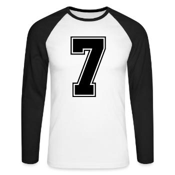 7 - Unisex Baseballshirt langarm - Weiß/Schwarz - Vorne - Nik (191cm)