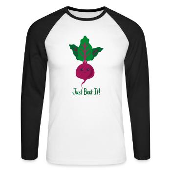 Just beet it gift plants Vegan saying - Unisex Long Sleeve Baseball T-Shirt - white/black - Front - Nik (191cm)