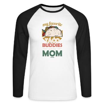 My Favorite Taco Buddies Call Me Mom - Unisex Baseballshirt langarm - Weiß/Schwarz - Vorne - Nik (191cm)