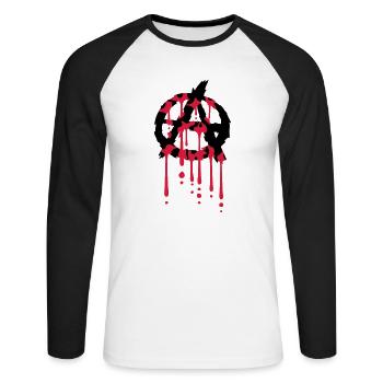 Logo Anarchie Blut Tropfen - Unisex Baseballshirt langarm - Weiß/Schwarz - Vorne - Nik (191cm)