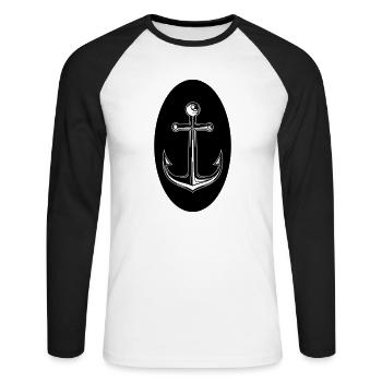 Anchor - Unisex Long Sleeve Baseball T-Shirt - white/black - Front - Nik (191cm)