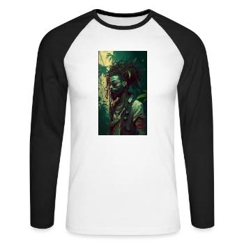 Cool Bob - Unisex Baseballshirt langarm - Weiß/Schwarz - Vorne - Nik (191cm)