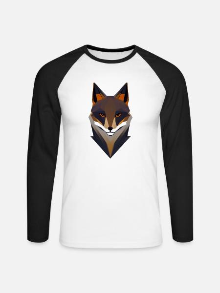 Geometric Fox - Unisex Long Sleeve Baseball T-Shirt - white/black