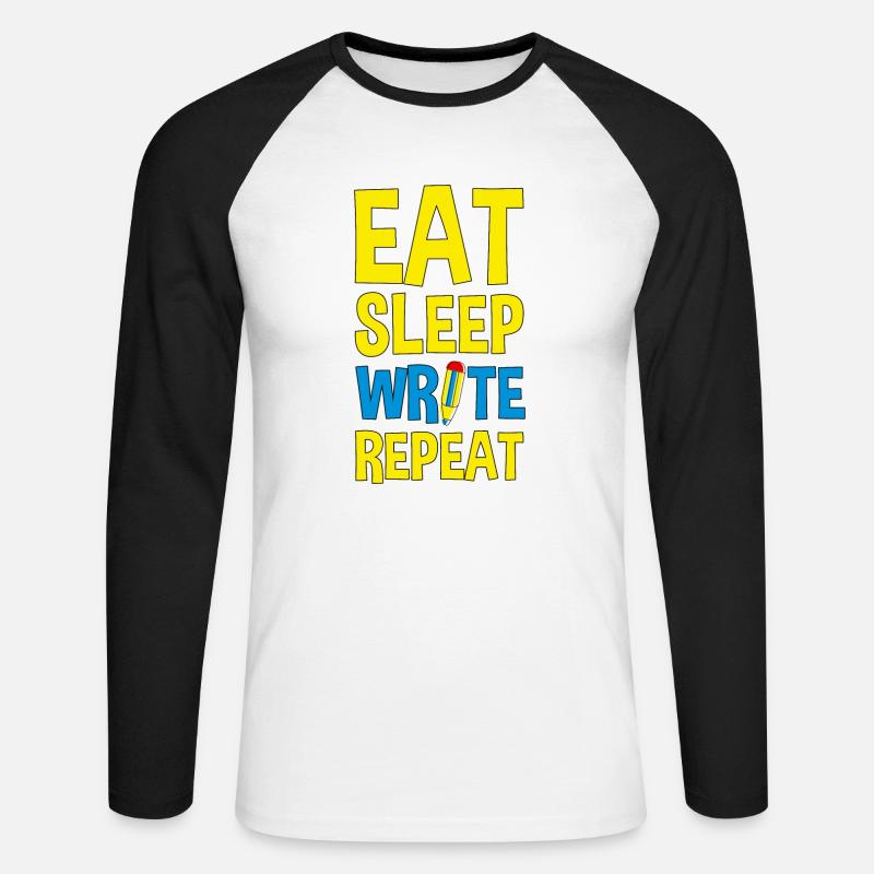 Eat Sleep Write Repeat 4 - Unisex Baseballshirt langarm - Weiß/Schwarz