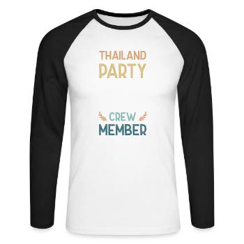 Thailand Party Crew - Unisex Baseballshirt langarm - Weiß/Schwarz - Vorne - Nik (191cm)