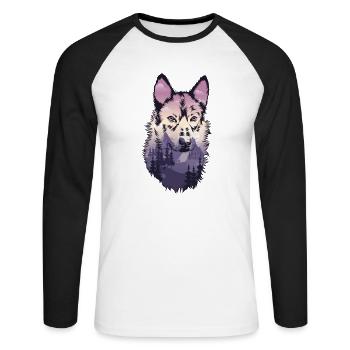 Wolf Shepherd Dog - Unisex Long Sleeve Baseball T-Shirt - white/black - Front - Nik (191cm)
