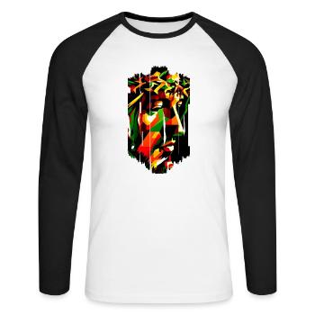 Jésus Bible Religion Chrétienne Croix Chrétienne Chrétienne - T-shirt baseball manches longues Homme - blanc/noir - Devant - Nik (191cm)