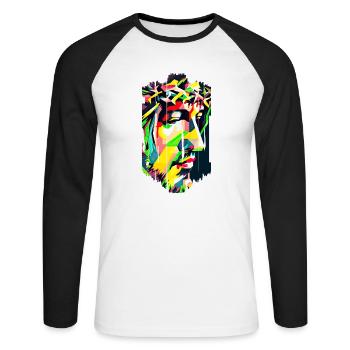 jesus bibel christliche religion christliches kreuz christlich - Unisex Baseballshirt langarm - Weiß/Schwarz - Vorne - Nik (191cm)