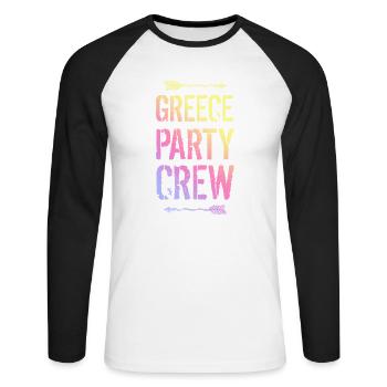 Greece Party Crew Bunt - Unisex Baseballshirt langarm - Weiß/Schwarz - Vorne - Nik (191cm)