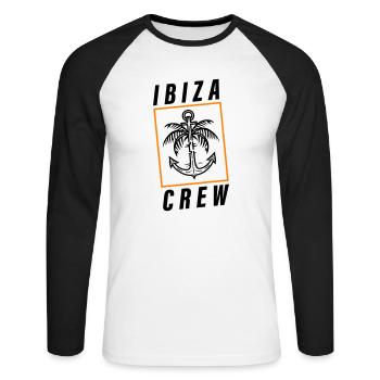 Ibiza Crew Anchor Palm Tree Holidays - T-shirt baseball manches longues Homme - blanc/noir - Devant - Nik (191cm)