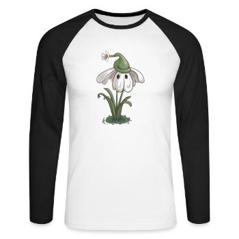 Schneeglöckchen Pflanze süß - Unisex Baseballshirt langarm - Weiß/Schwarz - Vorne - Nik (191cm)