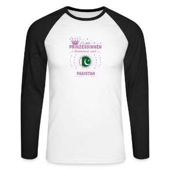Prinessinnen kommen PAKISTAN - Unisex Baseballshirt langarm - Weiß/Schwarz - Vorne - Nik (191cm)