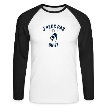 J peux pas j ai Drift - T-shirt baseball manches longues Homme - blanc/noir - Devant - Nik (191cm)