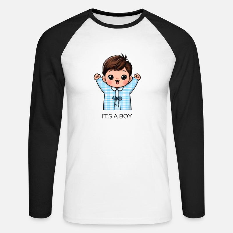 IT S A BOY - Unisex Baseballshirt langarm - Weiß/Schwarz