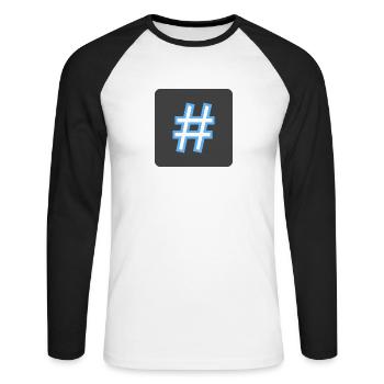 Hashtag - Unisex Baseballshirt langarm - Weiß/Schwarz - Vorne - Nik (191cm)