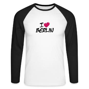 I love Berlin / Ich liebe Berlin - T-shirt baseball manches longues Homme - blanc/noir - Devant - Nik (191cm)
