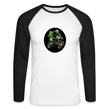 Éclaboussures de motocross - T-shirt baseball manches longues Homme - blanc/noir - Devant - Nik (191cm)