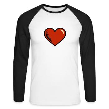 Power Heart – Comic Love in Bold - Unisex Long Sleeve Baseball T-Shirt - white/black - Front - Nik (191cm)