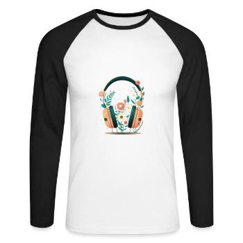Das neue Flower Headset 1 - Unisex Baseballshirt langarm - Weiß/Schwarz - Vorne - Nik (191cm)
