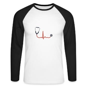 STETHOSCOPE DOCTOR HOSPITAL - Unisex Long Sleeve Baseball T-Shirt - white/black - Front - Nik (191cm)