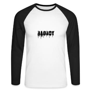 badboy, bad, garçon, graffiti, noir, faute de frappe - T-shirt baseball manches longues Homme - blanc/noir - Devant - Nik (191cm)