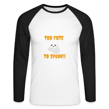 Too Cute to Spook–Lustiges Halloween Geist Desig - Unisex Baseballshirt langarm - Weiß/Schwarz - Vorne - Nik (191cm)
