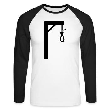 Galgen - Unisex Baseballshirt langarm - Weiß/Schwarz - Vorne - Nik (191cm)
