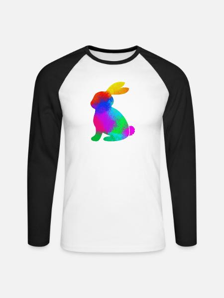 bunter Hase - Unisex Baseballshirt langarm - Weiß/Schwarz