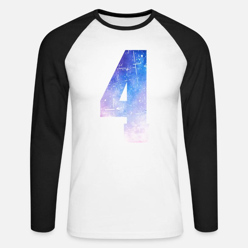 Ausgabe 4 – 4-jähriges Jubiläumsgeschenk - Unisex Baseballshirt langarm - Weiß/Schwarz