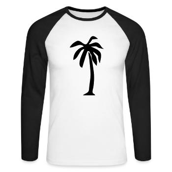 Palme - Unisex Baseballshirt langarm - Weiß/Schwarz - Vorne - Nik (191cm)