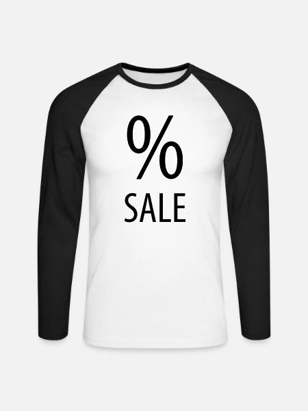 Sale Per Cent - Unisex Baseballshirt langarm - Weiß/Schwarz