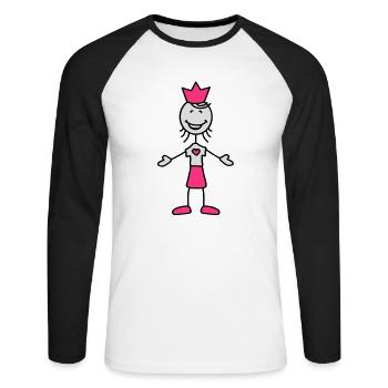 happy_princess - Unisex Long Sleeve Baseball T-Shirt - white/black - Front - Nik (191cm)