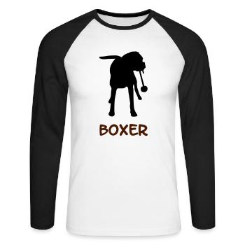 Boxer_2_cb - Unisex Baseballshirt langarm - Weiß/Schwarz - Vorne - Nik (191cm)