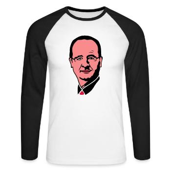francois holland Präsident Führer 3 - Unisex Baseballshirt langarm - Weiß/Schwarz - Vorne - Nik (191cm)