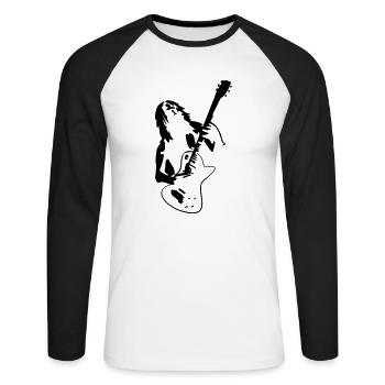 Hard Rock Musik Tribal - Unisex Baseballshirt langarm - Weiß/Schwarz - Vorne - Nik (191cm)