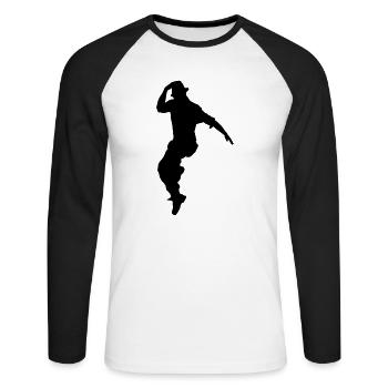 Jumping dancer - T-shirt baseball manches longues Homme - blanc/noir - Devant - Nik (191cm)
