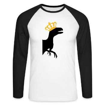 Raptor King Crown King T -Rex - Unisex Long Sleeve Baseball T-Shirt - white/black - Front - Nik (191cm)