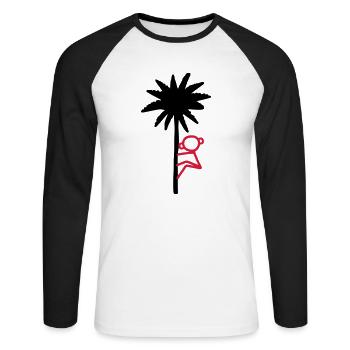 Auf die Palme klettern - V2 - Unisex Baseballshirt langarm - Weiß/Schwarz - Vorne - Nik (191cm)