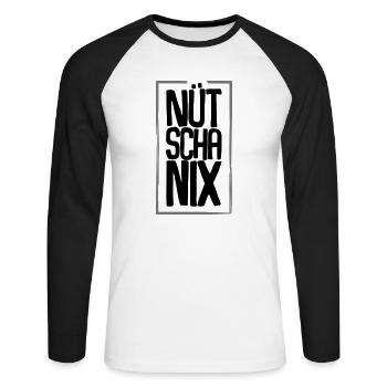 Nütschanix Vektor - Unisex Baseballshirt langarm - Weiß/Schwarz - Vorne - Nik (191cm)