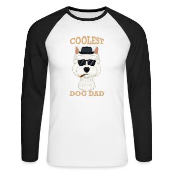 Chien le plus cool Papa I Westi Papa I West Highland - T-shirt baseball manches longues Homme - blanc/noir - Devant - Nik (191cm)