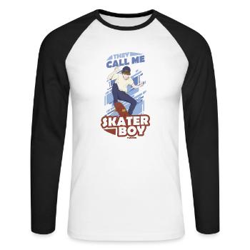 Skater Junge Bruder Sohn Geschenk - Unisex Baseballshirt langarm - Weiß/Schwarz - Vorne - Nik (191cm)