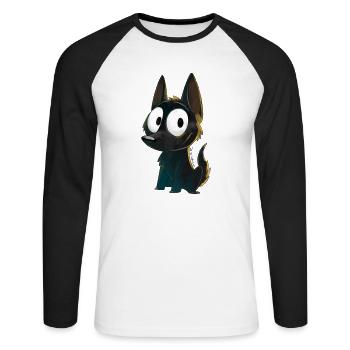 Schwarzer Kelpie - Unisex Baseballshirt langarm - Weiß/Schwarz - Vorne - Nik (191cm)