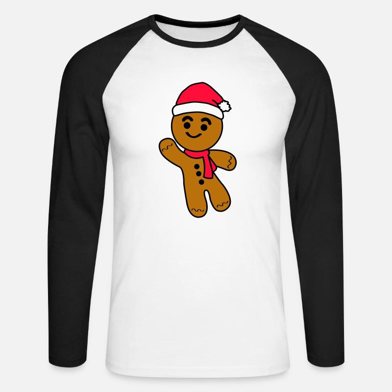 Lebkuchenmann - Unisex Baseballshirt langarm - Weiß/Schwarz