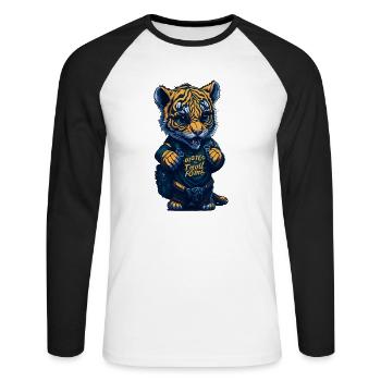 1.Klasse, Schulanfänger, Erstklässler - Unisex Baseballshirt langarm - Weiß/Schwarz - Vorne - Nik (191cm)