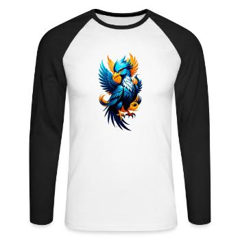 Phönix - Phönix - Feuervogel - Unisex Baseballshirt langarm - Weiß/Schwarz - Vorne - Nik (191cm)