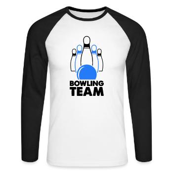 bowling team - Unisex Baseballshirt langarm - Weiß/Schwarz - Vorne - Nik (191cm)