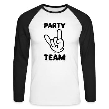 Rock Hand Party Team - Unisex Long Sleeve Baseball T-Shirt - white/black - Front - Nik (191cm)
