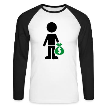 Business Geld Hustle - Unisex Baseballshirt langarm - Weiß/Schwarz - Vorne - Nik (191cm)