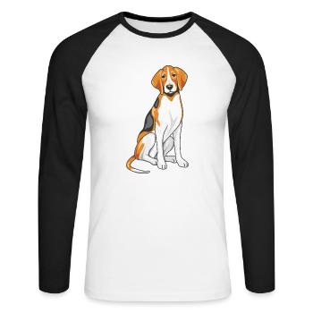 Sitzender Foxhound - Unisex Baseballshirt langarm - Weiß/Schwarz - Vorne - Nik (191cm)